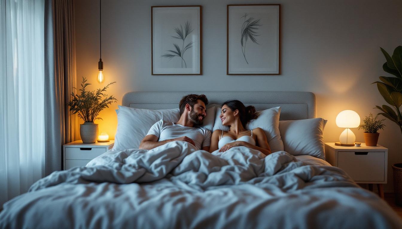 pareja en una cama de matrimonio