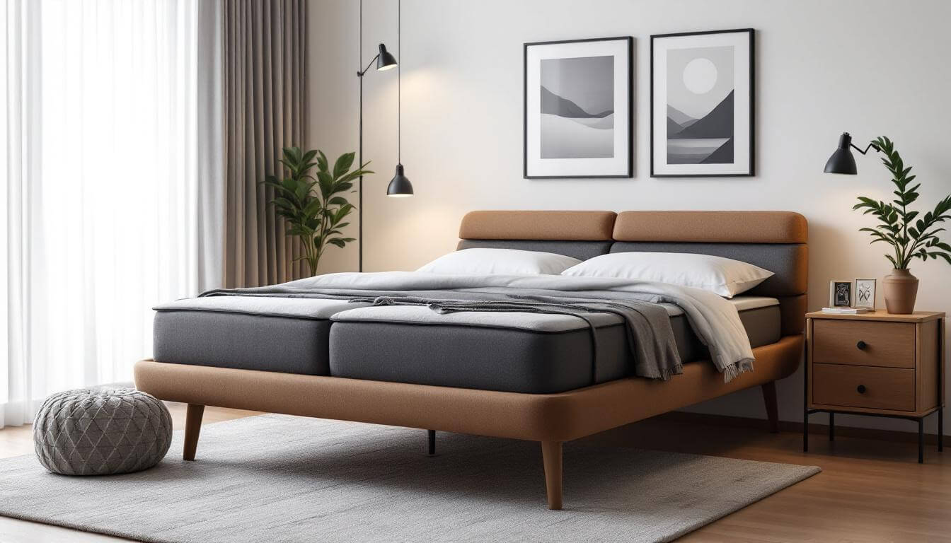 cama con tonalidades grises