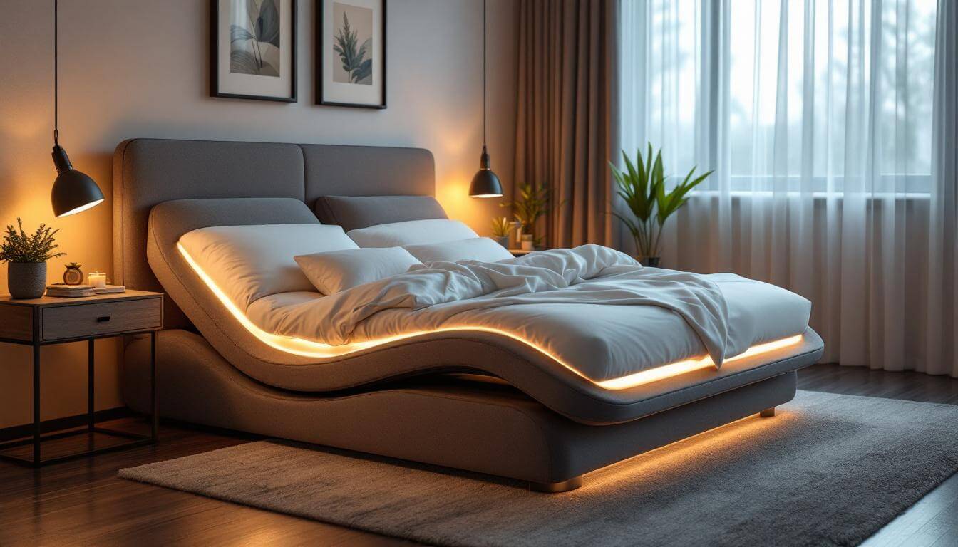 cama ondulada con luces